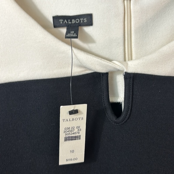 NWT Talbots Ponte Dress Classic Black White Short Sleeve Sheath Knit Sz 10 - Picture 3 of 9